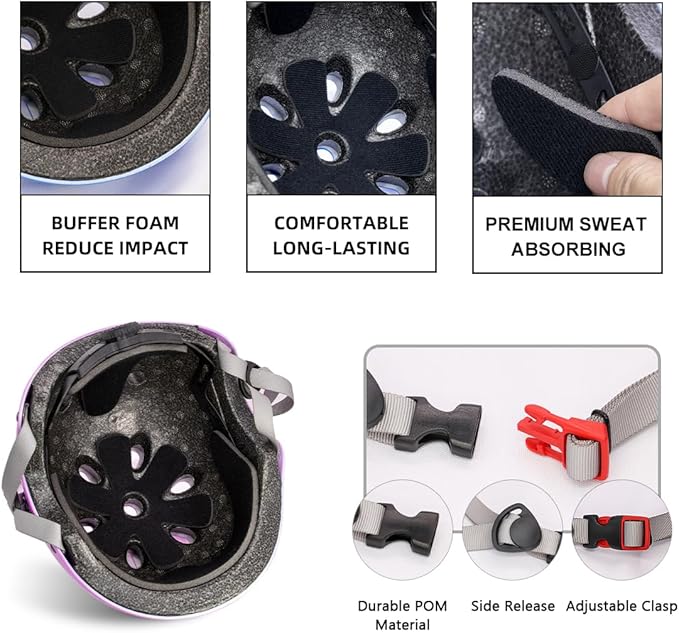 Kids Bike Helmet and Pads Set for Ages 2–14, CPSC Certified Adjustable Helmet with Knee Elbow Wrist Guards, for Skateboard, Scooter, Skating, Rollerblading, Multi-Sport Protective Gear-CubbioJoy