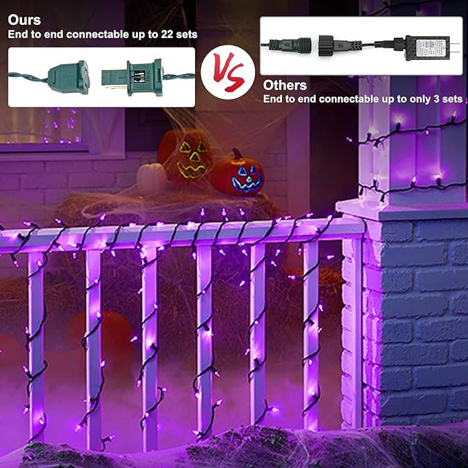 Brizled Purple Christmas Lights, 2 Pack 33ft 100 LED Christmas String Lights, 120V UL Certified Purple Halloween Light Connectable Mini Xmas Tree Light Outdoor for Halloween Xmas Party Wedding Holiday-CubbioJoy
