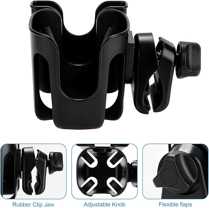 Accmor Stroller Cup Holder with Phone Holder, Bike Cup Holder, Universal Cup Holder for Uppababy Nuna Doona Strollers, 2-in-1 Cup Phone Holder for Stroller, Bike, Wheelchair, Walker, Scooter-CubbioJoy