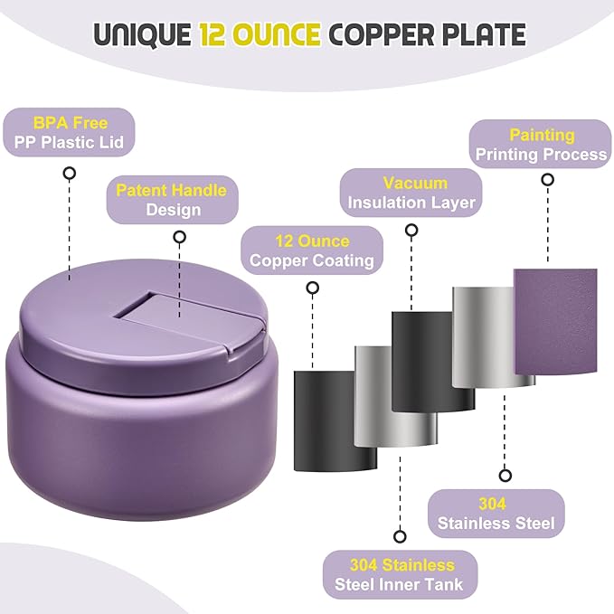 13.5oz Soup Thermo for Hot Food Kids with Buckle Lid Insulated Vacuum Food Jar Wide Mouth Leakproof Stainless Steel Lunch Container -Purple-CubbioJoy