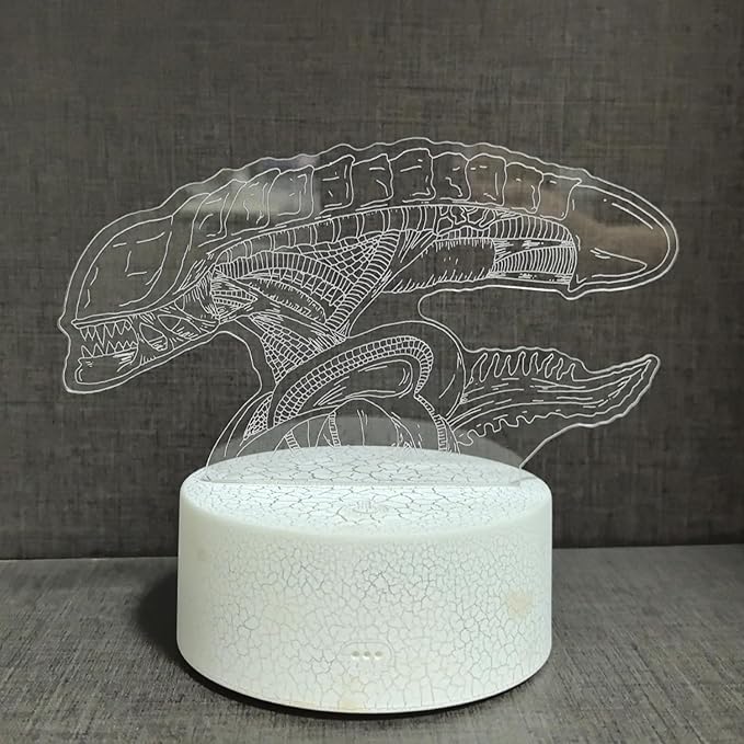 3D Alien Night Light, Monster Illusion Table Lamp with 16 Colors Remote Control Touch Lamp LED USB Night Light Desk Lamps Room Decorations Home Decor Holiday Birthday Light-CubbioJoy