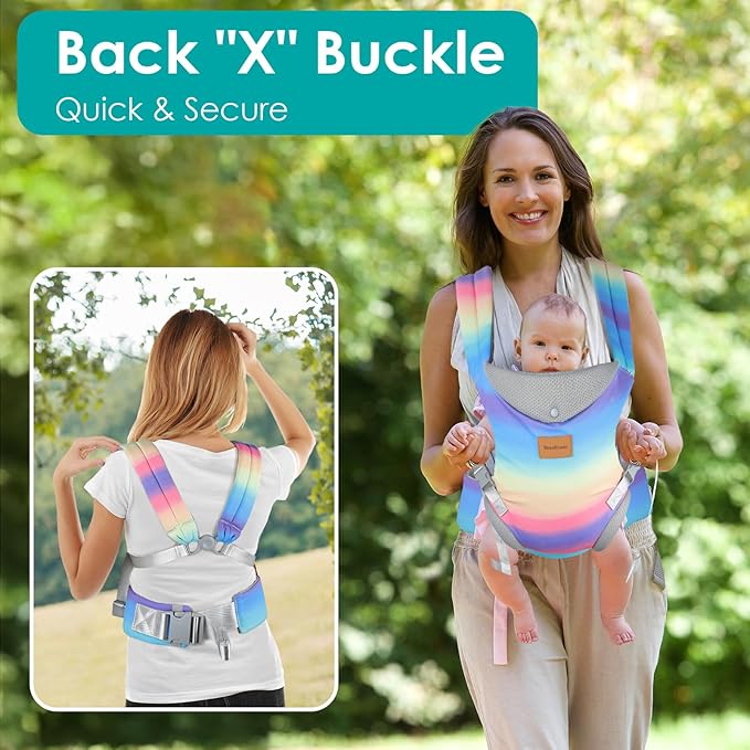 Baby Carrier Newborn to Toddler, Ergonomic Adjustable Toddler Carriers for 7-66 Lbs, Cozy Lightweight Infant Carrier with Neck Support, Baby Holder Carrier with Lumbar Support for Mom Dad-CubbioJoy
