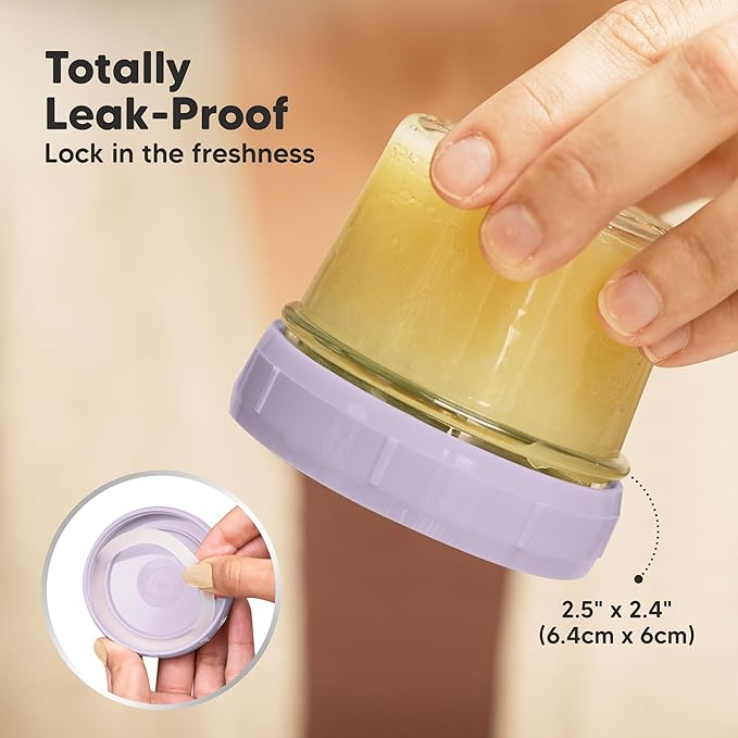KeaBabies 12pk 4oz Glass Baby Food Containers with Lids - Leak-Proof, Microwavable Small Glass Jars, Baby Purees & Toddler Snack Storage Containers, BPA-Free, Dishwasher & Freezer Safe (Lilac)-CubbioJoy