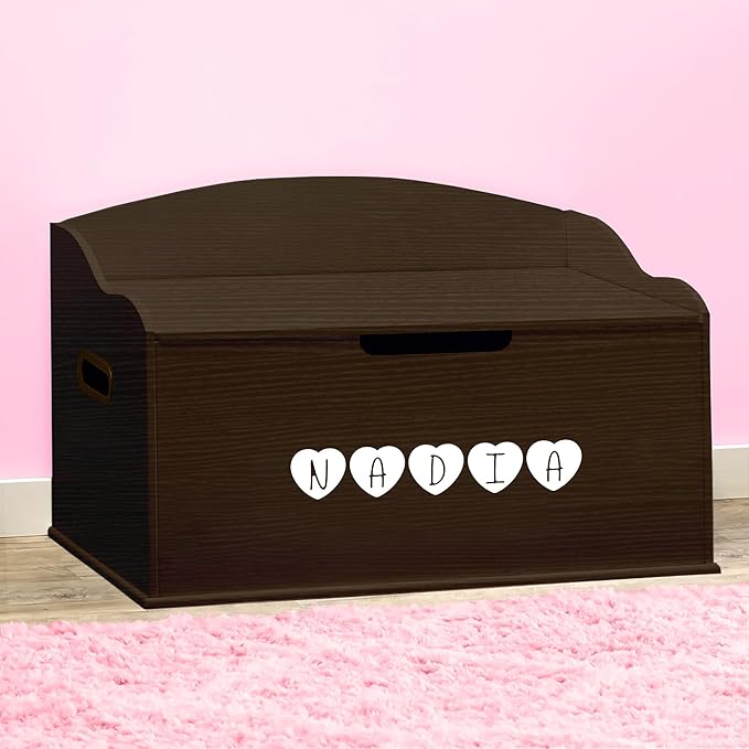 DIBSIES Personalized Creative Wonders Toy Box, Signature Series for Girls, 30 x 19.25 x 18 inches, Soft-Close Lid (Espresso)-CubbioJoy