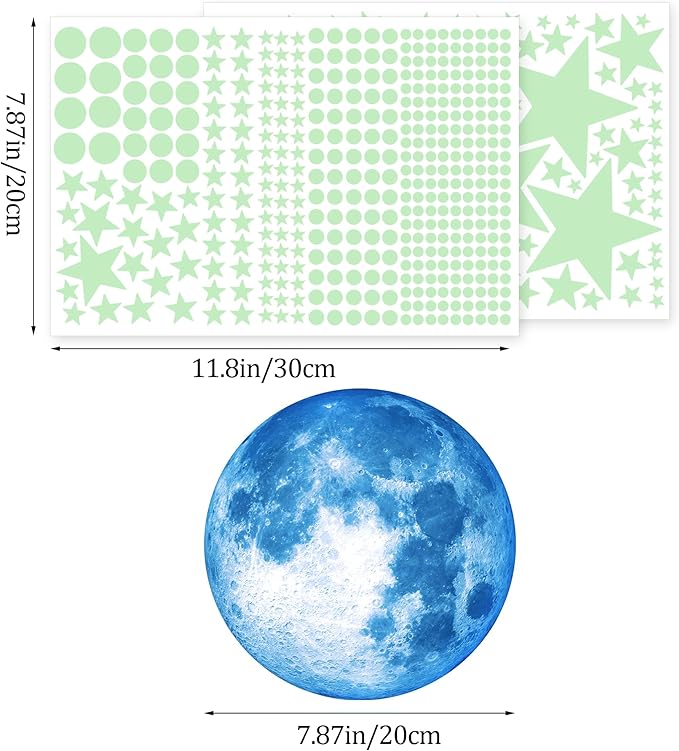 492Pcs Glow in The Dark Stars for Ceiling Moon and Space Wall Decals Glowing Galaxy Universe Planet Wall Stickers Kids Boys Bedroom Living Room Decor-CubbioJoy