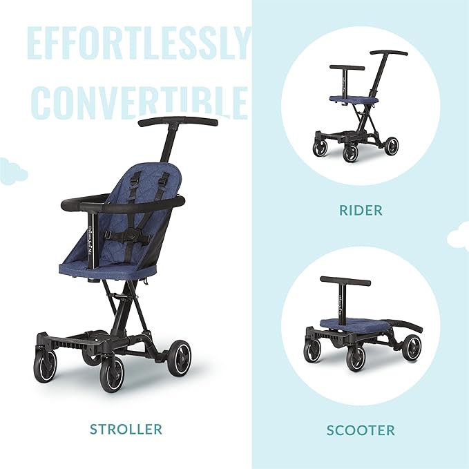 Dream On Me Lightweight and Compact Coast Rider Stroller with One Hand Easy Fold, Adjustable Handles and Soft Ride Wheels, Navy-CubbioJoy