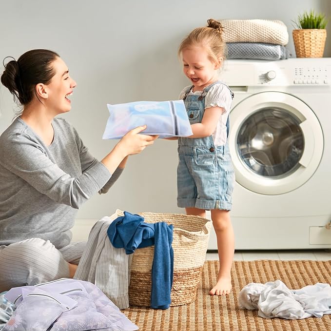 4Pcs Mesh Laundry Bags, 16 X 20 Inches Mesh Laundry Bag, Durable Delicate Laundry Bag for Travel, College, Dorm, Family And Apartment Dwellers, White-CubbioJoy