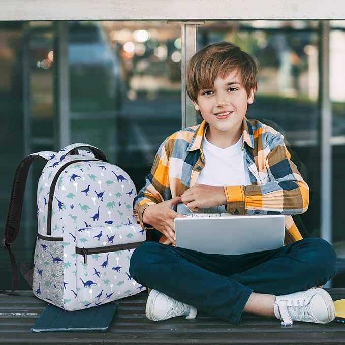 Dinosaur Backpack for Kids Boys Girls, Lightweight School Bookbag with Multiple Compartments, Simple Modern Waterproof Durable Kids' Backpack for Age 5-12, for School & Outdoor Activities-CubbioJoy