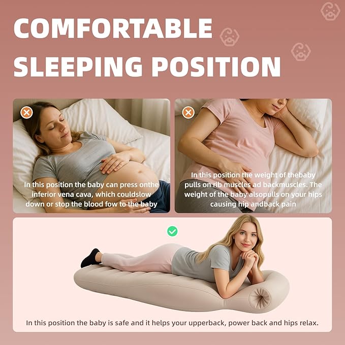 Inflatable Pregnancy Belly Mattress, Float with Abdominal Hole Full Body Inflatable Bed for Pregnant Women, The Best Pregnancy Pillow for Sleeping Prone - Relieves Back Hip Pain-CubbioJoy