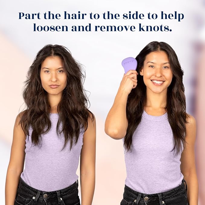 Crave Naturals Glide Thru Detangling Hair Brush for Adults and Kids - Detangler Hairbrush for Curly or Straight, Wet or Dry Hair - Gentle on Tangles Comb - Purple and Pink Hearts (Pack of 2)-CubbioJoy