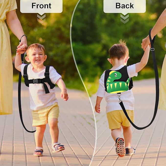 Accmor Toddler Harness Leash + Anti Lost Wrist Link, Cute Dinosaur Kids Harness with Leash, Mini Child Harness Leash Wristband Tether Protector for Baby Boys Girls Age1-3 Years Old to Outdoor Travel-CubbioJoy