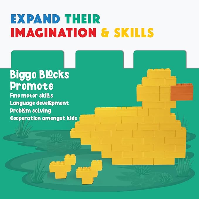 Big Blocks for Kids Ages 4-8 — Indoor & Outdoor Blocks Kids Games — Yellow Large Building Blocks - 48pc-CubbioJoy