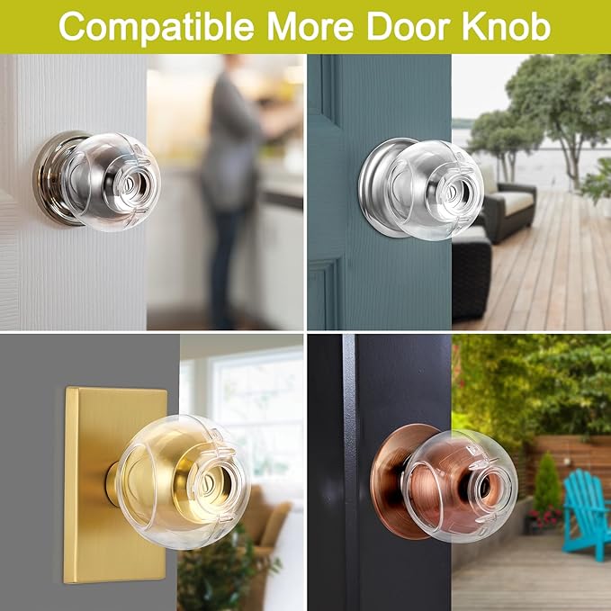 Clear Door Knob Cover Door Knob Safety Cover for Kids (6 Pack) Child Proof Door Knob Covers Fit Most Color Door Knobs Baby Proof Door Knob Cover Easy Adult Grip Toddler Door Knob Cover 2.7 X 2.3 Inch-CubbioJoy