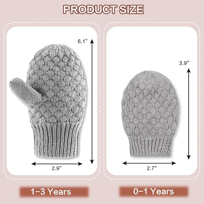 Baby Knit Mittens Toddler Boys Girls Gloves Winter Infant Newborn No Scratch Mitten 0-3 Years-CubbioJoy