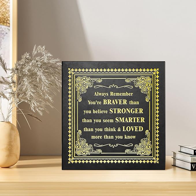 Inspirational Leather Photo Album,Magnetic Self-Stick Page Photo Album,Family Album,Hand Made DIY Albums Holds 3x5, 4x6, 5x7, 6x8 Photos (black-always remember)-CubbioJoy