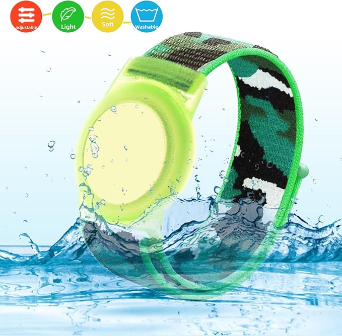 Compatible with Apple AirTag Bracelet for Kids, Camo Nylon Air Tag Wristband, Protective Case for Airtag GPS Tracker Holder, Adjustable Anti Lost Watch Band for Toddler Child Elder (Dark Green)-CubbioJoy
