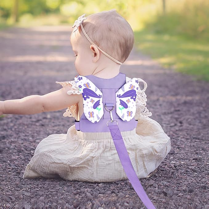 Accmor Toddler Harness Leash, 3 in 1 Cute Butterfly Kids Leash + Anti Lost Wrist Link for Outdoor Travel, Adorable Child Walking Harness Wristband Assistant Mini Strap Belt Protector for Baby Girls-CubbioJoy