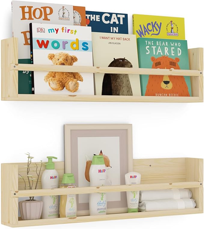 Brightmaison Polynez 30" Floating Shelves for Nursery & Kids, Set of 2 Unfinished Multiuse Wall Shelf-CubbioJoy