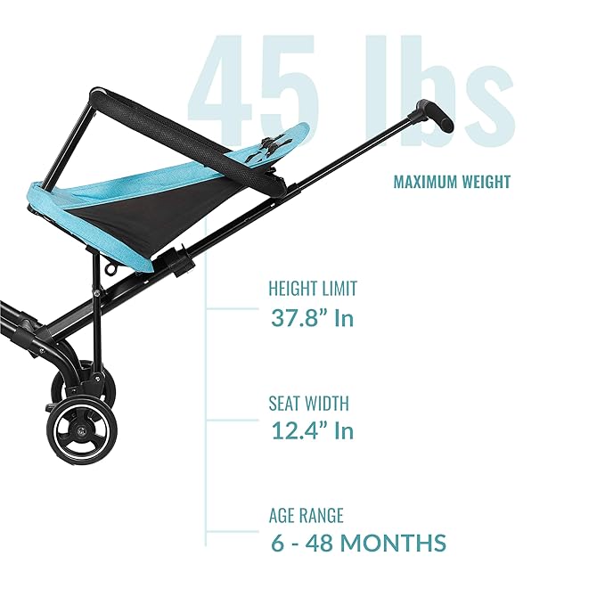 Dream On Me Lightweight and Compact Coast Rider Stroller with One Hand Easy Fold, Adjustable Handles and Soft Ride Wheels, Sky Blue-CubbioJoy