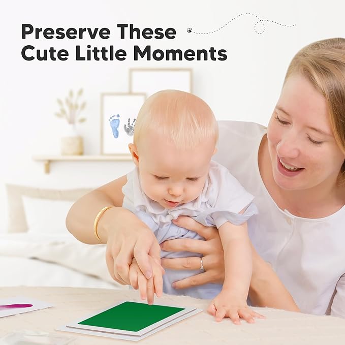 4-Pack Inkless Baby Hand and Footprint Kit - Mess Free Ink Pad for Newborn Keepsake, Dog Nose & Paw Print Kit, Clean Touch Ink Pad for Baby Hand & Footprints, Ideal New Mom Gifts (Holidays, L)-CubbioJoy