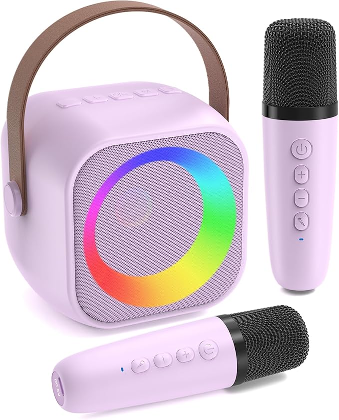 Karaoke Machine for Kids, Toys for 3-12 Years Old Girls Gifts, Kids Karaoke Microphone Machine Toy, Best Fun Christmas Birthday Gifts for 5 6 7 8 9 10 11 Years Teens Girl Boys Purple 2 Mic-CubbioJoy