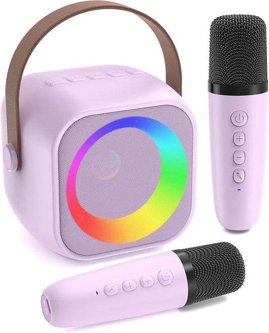 Karaoke Machine for Kids, Toys for 3-12 Years Old Girls Gifts, Kids Karaoke Microphone Machine Toy, Best Fun Christmas Birthday Gifts for 5 6 7 8 9 10 11 Years Teens Girl Boys Purple 2 Mic-CubbioJoy