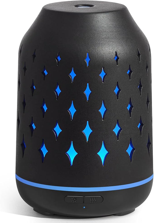 InnoGear Aromatherapy Diffuser, 150ml Ceramic Diffuser Ultrasonic Humidifier Cool Mist Essential Oil Diffusers for Home Air Diffuser with 2 Mist Modes Waterless Auto Off, Black-CubbioJoy