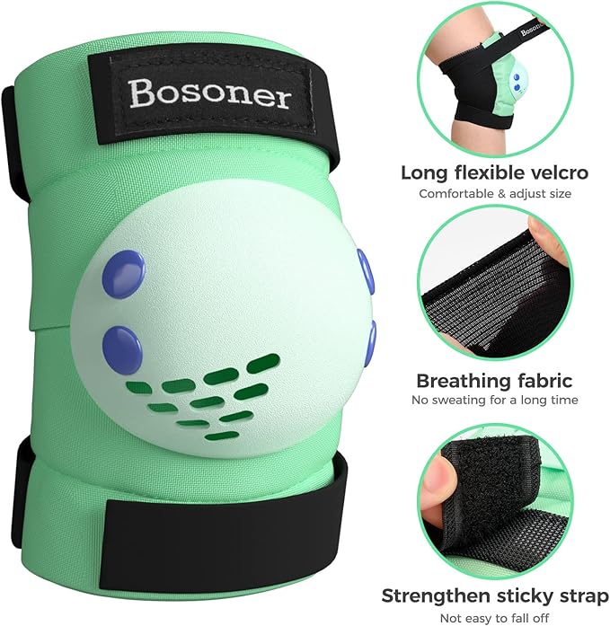 BOSONER Kids/Youth Knee Pads Elbow Pads Wrist Guards Set for 3-15 Years, Child Protective Gear Set for Roller Skates, Cycling, BMX Bike, Skateboard, Inline Skating, Scooter Riding Sports…-CubbioJoy