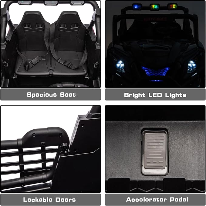 2 Seater 24V Kid Toy Car with Remote Control 4WD Electric Vehicles Battery Powered Toy Car,Ride on Car for 3+ Years Kids Ride On Toy(Black)-CubbioJoy