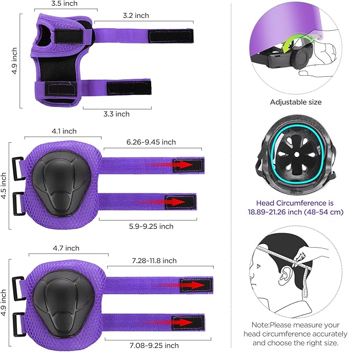 DaCool Kids Bike Helmet Set Skateboard Knee Pads - Kids Helmet Elbow Pads Wrist Guards Adjustable for 3~10yrs Girl Boy Kids Protective Gear Set for Sport Cycling Bike Roller Skating Scooter-CubbioJoy