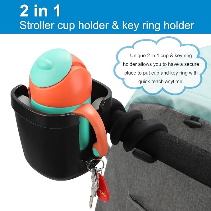 Accmor Stroller Cup Holder, Universal Cup Holder with Silicone Gooseneck Arm, Bike Cup Holder, 360° Rotatable Large Caliber Drinks Holder for Stroller, Bike, Wheelchair, Walker-CubbioJoy