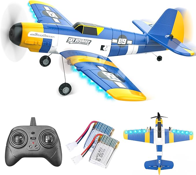 BEZGAR HQ089 RC Plane, Drones for Kids, 6-axis Gyro Remote Control Airplane, RC Helicopter, Easy Control for Beginners Toys with Colorful LED Navigation Lights-CubbioJoy