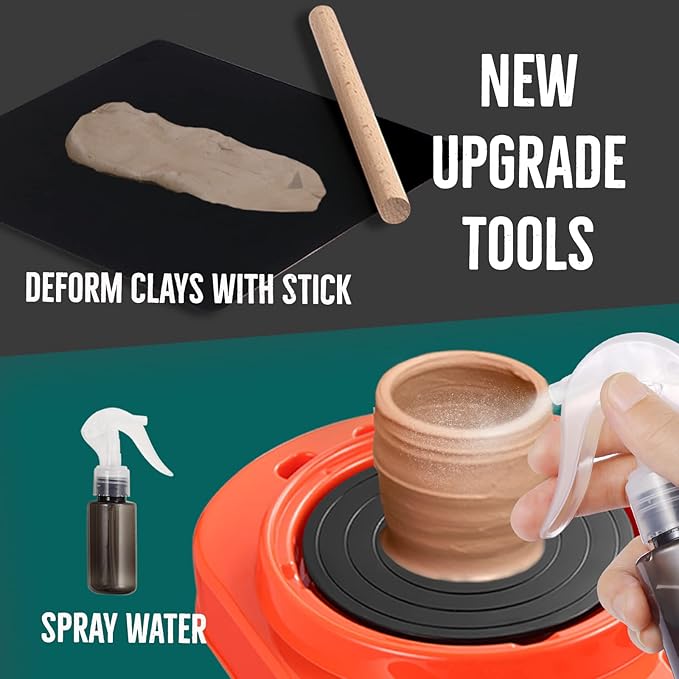 Insnug Pottery Wheel for Kids - Complete Pottery Kit for Beginners, Upgraded Sculpting Clay Tools, Air Dry Clay & Arts Supplies, Mini Pottery Wheel Crafts Kits for Kids Girls Boys Ages 8-12-CubbioJoy