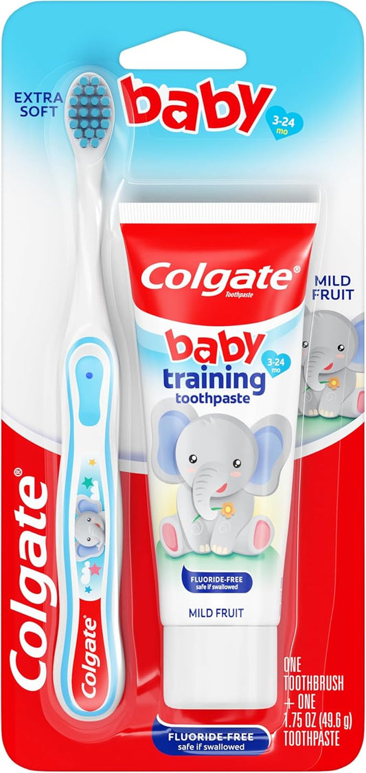 Colgate Baby Toothpaste and Toothbrush Kit, Mild Fruit Flavor, for Ages 3-24 Months-CubbioJoy