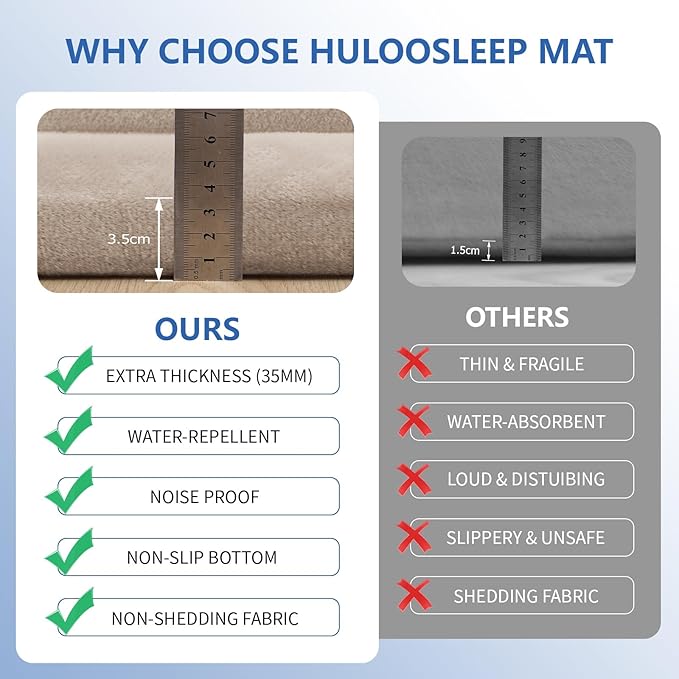 Baby Play Mat for Floor, 1.3" Thick Elasti-Foam 50x50 Playpen Mat for Toddlers Infant kids,Water-Repellent Soft Coral Velvet for Tummy Time, Non-Slip Backing for Crawling,Tatami Style(Beige)-CubbioJoy