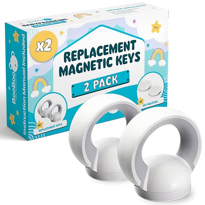 Booboo® x2 Spare Replacement Magnetic Keys Child Safety Locks for Children, Baby Proofing Your Home Cabinets and Drawers with Extra Magnet Keys (2 Pack)-CubbioJoy