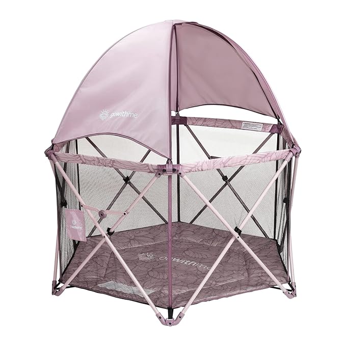 Baby Delight Go with Me Eclipse Deluxe Portable Playard | Playpen | Sun Canopy | Indoor and Outdoor | Ultra Padded Nylon Floor | Canyon Rose-CubbioJoy