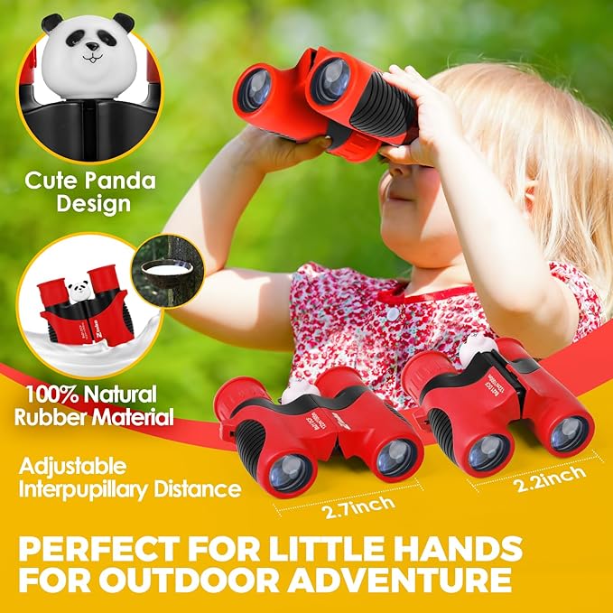 Binoculars for Kids 8x21 High-Resolution Real Optics with Magnifying Glass & Whistle Compass, Kids Binoculars for 3-12 Years Boys and Girls, Best Kids Toys for Outdoor Bird Watching, Hiking, Travel-CubbioJoy