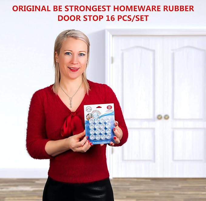 Door Stoppers Wall Protector [16 Pack] Wall Door Stop Small Size | Rubber Door Bumpers Small Size | Self Adhesive Door Stopper | Shower Door Bumpers | Clear Stick on Headboard Stoppers Rubber Bumpers-CubbioJoy