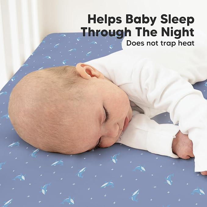 KeaBabies 2-Pack Organic Crib Sheets for Boys, Girls - 52x28 Fitted Crib Mattress Sheet Neutral, Breathable Jersey Cotton Cover for Baby Bed, Toddler Mattress, Soft & Cute Prints (Marine Muse)-CubbioJoy
