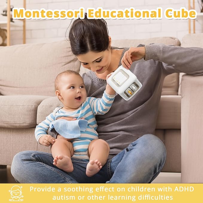 Busy Cube Toys for 1 Year Old Boy, Montessori Toys for 1+ Year Old, Travel Sensory Toys for Toddlers 1-3, Learning Fine Motor Skills| 1st Birthday Gifts Boy 9 12 Months +-CubbioJoy