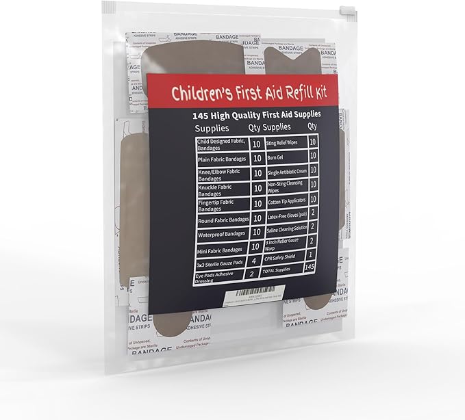 Children's First Aid Kit Refill - Xtra Large Size - 145 First Aid Supplies to Refill 2 Medium First Aid Kits from The Life Safety Pro-CubbioJoy