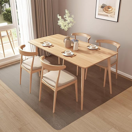 Area Mat for Hard Floors, 4'×6' Semi-Clear Black Vinyl Floor Protector for Under Dining Table, Waterproof Non-Slip Plastic Rug, Splat Mat for Under High Chair-CubbioJoy