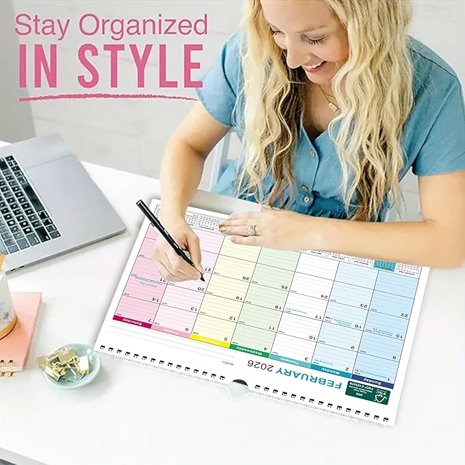 BOCT Wall Calendar 2025-2026 - Includes July 2025 to December 2026-18 Monthly Daily Planner 13 x 9.6 Inches, Julian Dates for New Year Christmas Gifts-CubbioJoy