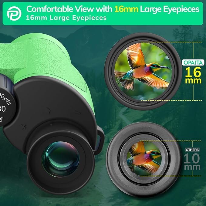 Compact Binoculars for Adults High Powered - OPAITA 20x32 Small Binoculars for Adults Kids with Low Light Vision for Hunting Cruise Ship Travel Concert Hiking Light Green-CubbioJoy