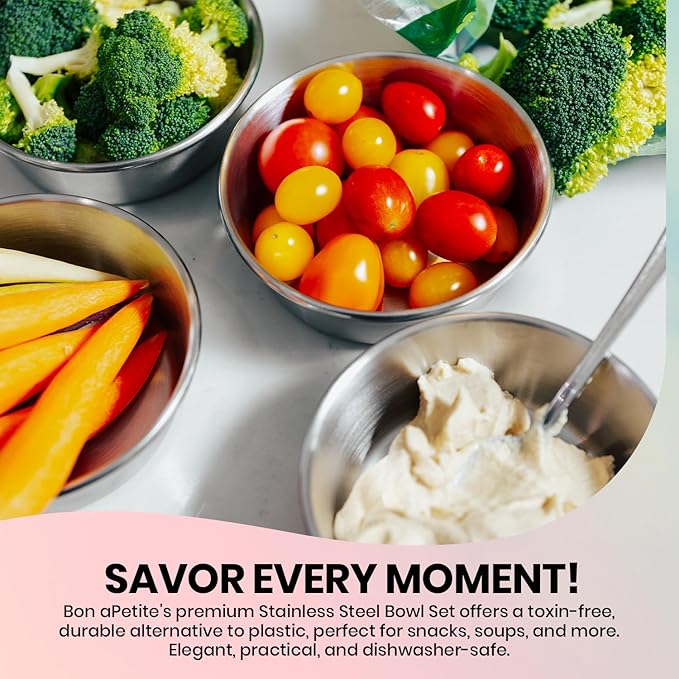 Children's Stainless Steel Bowl Set | Set of 4 bowls | 304 18/8 Stainless Steel |10 ounces | Matte Finish | Toxin Free | 100% BPA Free | Dishwasher Safe-CubbioJoy