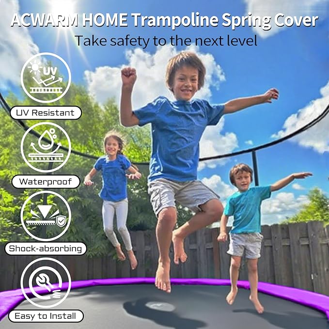 16FT/15FT/14FT/12FT/10FT Trampoline Safety Pad Replacement, Round Trampoline Spring Protection Cover, Fits 16FT/15FT/14FT/12FT/10FT Frames, Water-Resistant Trampoline Accessories-CubbioJoy