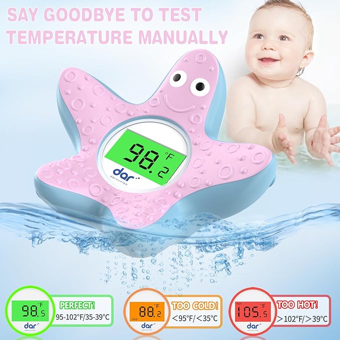Baby Bath Thermometer, Digital Water Temperature Thermometers with 3 Color Backlit and Temperature Warning, Safety Bath Tube Thermometer Floating Toy for Infant, Toddler-CubbioJoy