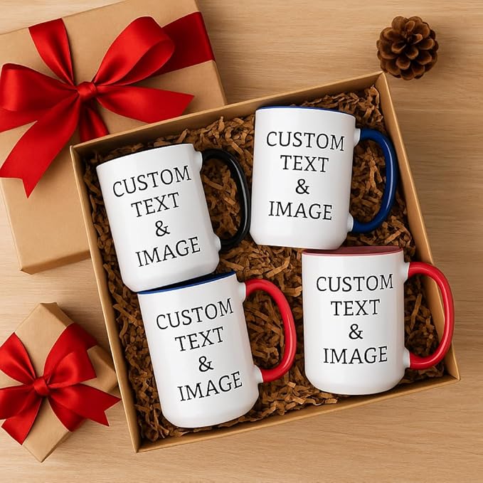 Customized 15oz Ceramic Coffee Mugs with Personalized Text and Photo Image Upload Novelty Gift, Personalize With Different Design And Images, Custom Gift (White)-CubbioJoy