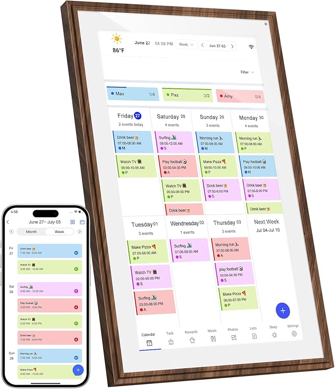 15.6 Inch Digital Calendar Chore Chart with Touchscreen - Full HD Interactive Display, Wall & Desk Mountable Family Planner, To-Do List & Meal Planner, Ideal for Home Organization & 2025 Scheduling-CubbioJoy